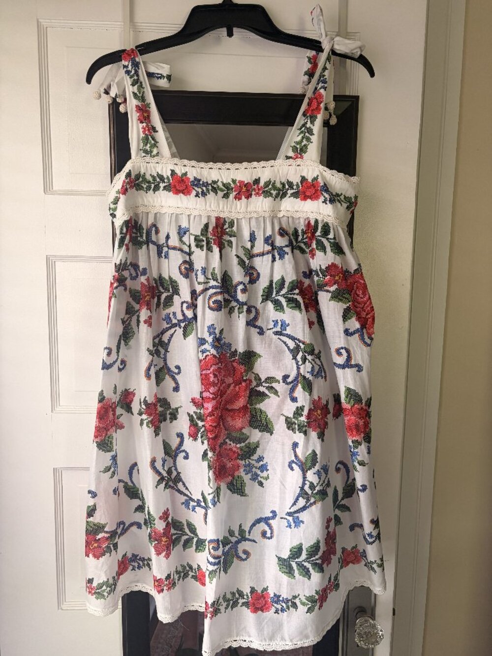 FARM Rio Off-white Flower Tapestry Mini Dress (Size: M)